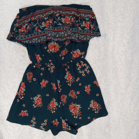 5 for $10 Charlotte Russe Dark Teal Floral Sleeveless Romper Size Small - Picture 11 of 11